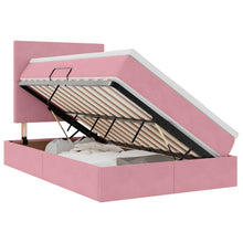 Opbergbed met LED met matras Roze 120 x 200 cm Fluweel