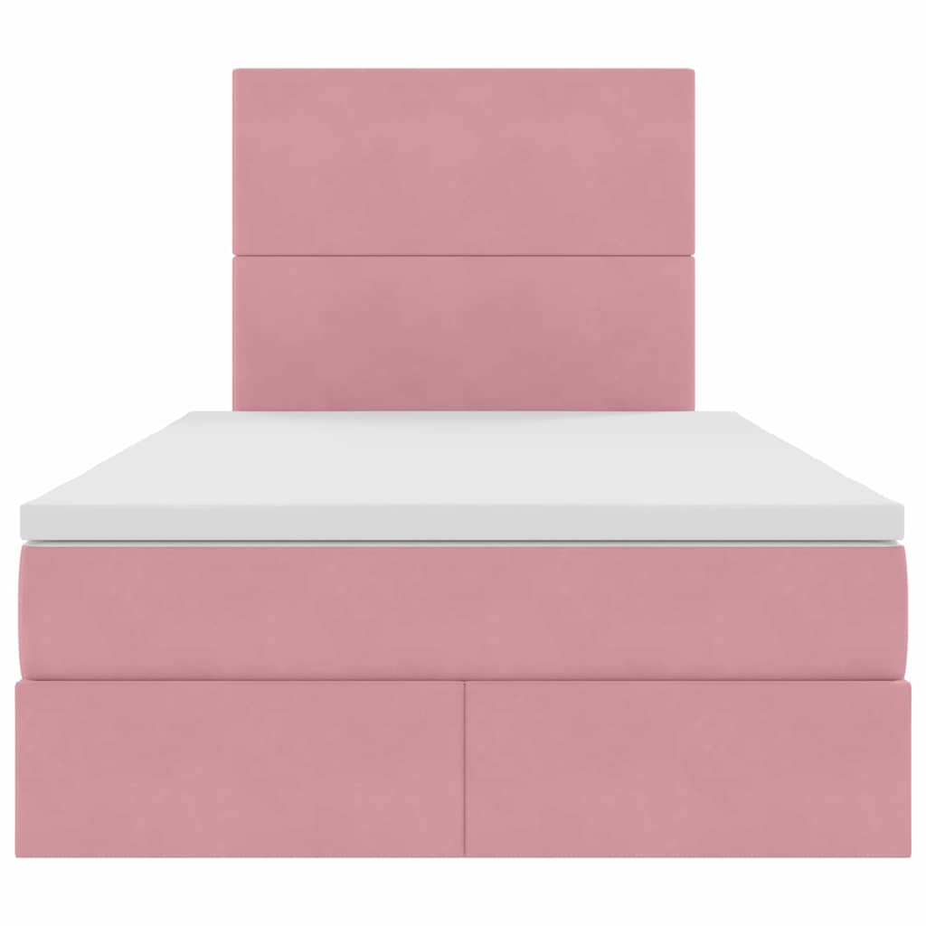 Opbergbed met LED met matras Roze 120 x 200 cm Fluweel