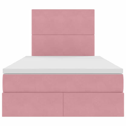 Opbergbed met LED met matras Roze 120 x 200 cm Fluweel