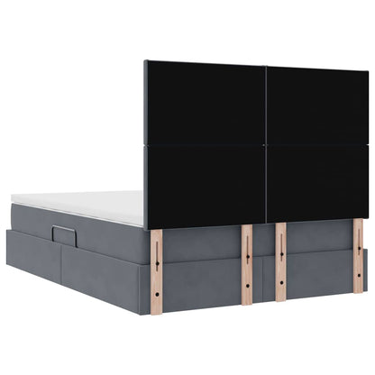 Opbergbed met LED met matras Donkergrijs 140 x 190 cm Fluweel