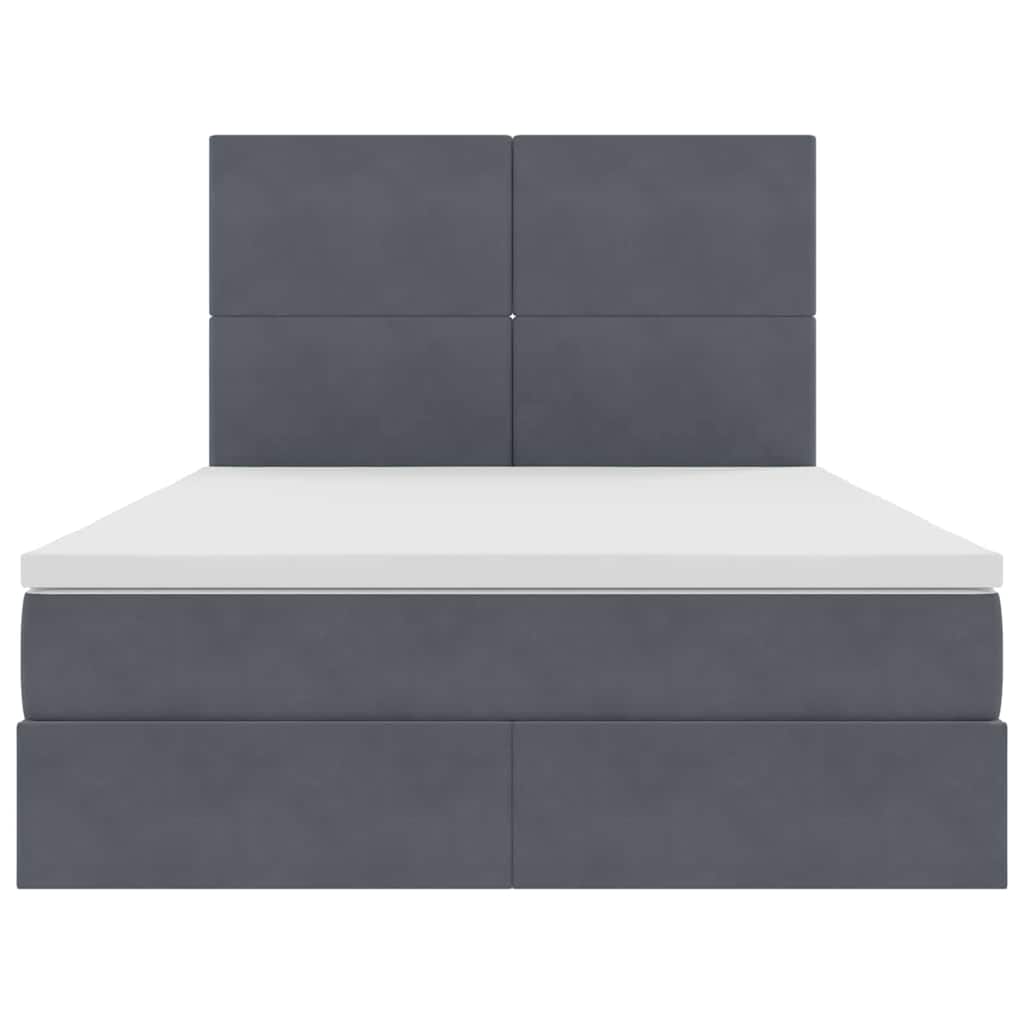 Opbergbed met LED met matras Donkergrijs 140 x 190 cm Fluweel