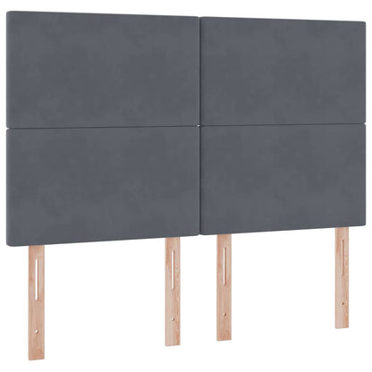 Opbergbed met LED met matras Donkergrijs 140 x 190 cm Fluweel