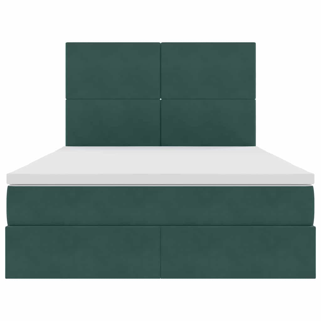 Opbergbed met LED met matras Donkergroen 140 x 190 cm Fluweel