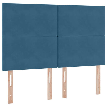 Opbergbed Met Led Met Matras Fluweel Donkerblauw 140 x 190 cm Effen ontwerp