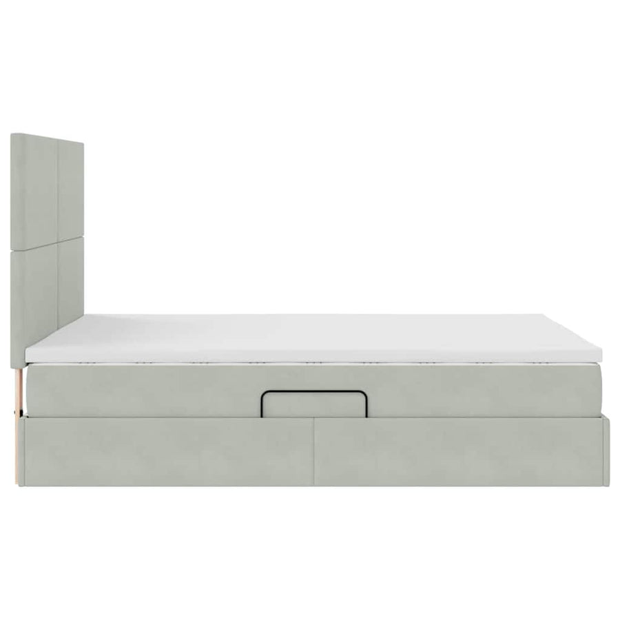 Opbergbed met LED met matras Lichtgrijs 140 x 200 cm Fluweel