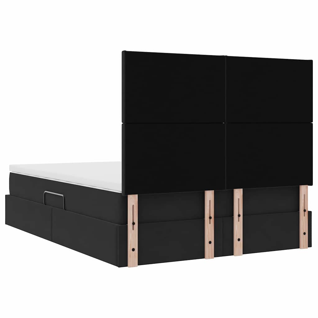 Opbergbed met LED met matras Zwart 140 x 200 cm Fluweel