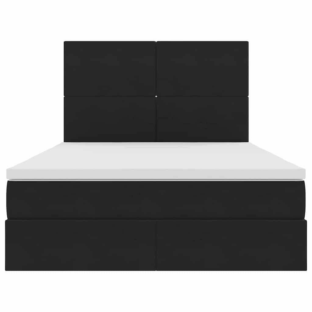 Opbergbed met LED met matras Zwart 140 x 200 cm Fluweel