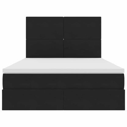 Opbergbed met LED met matras Zwart 140 x 200 cm Fluweel