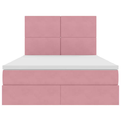 Opbergbed met LED met matras Roze 140 x 200 cm Fluweel