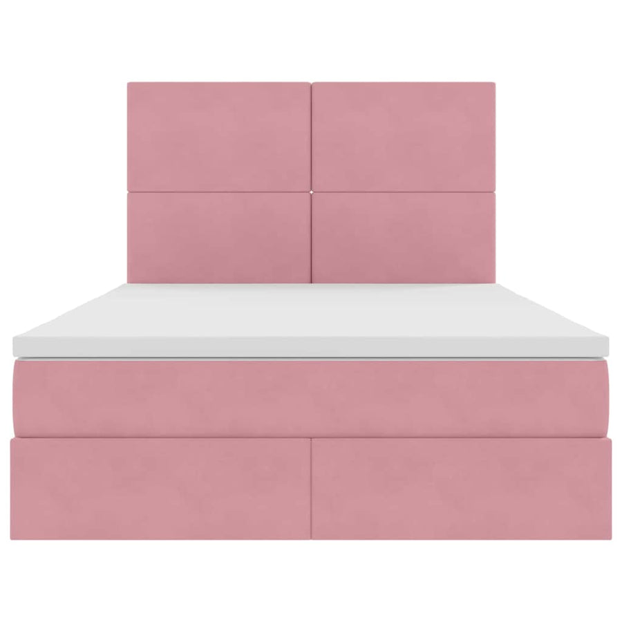 Opbergbed met LED met matras Roze 140 x 200 cm Fluweel