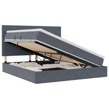 Opbergbed met LED met matras Donkergrijs 160 x 200 cm Fluweel