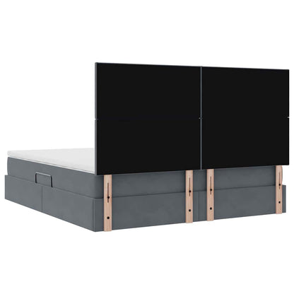 Opbergbed met LED met matras Donkergrijs 160 x 200 cm Fluweel