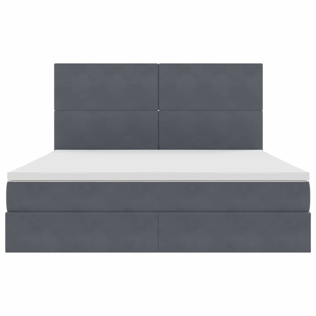 Opbergbed met LED met matras Donkergrijs 160 x 200 cm Fluweel