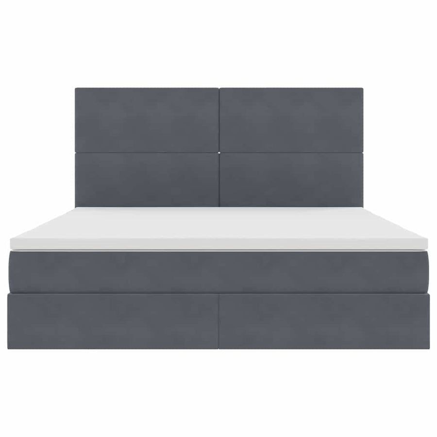 Opbergbed met LED met matras Donkergrijs 160 x 200 cm Fluweel