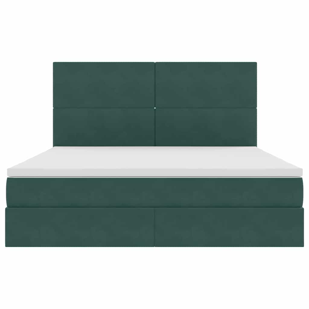 Opbergbed met LED met matras Donkergroen 160 x 200 cm Fluweel
