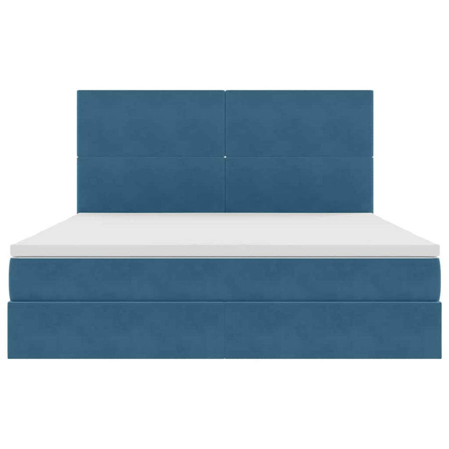 Opbergbed met LED met matras Donkerblauw 160 x 200 cm Fluweel