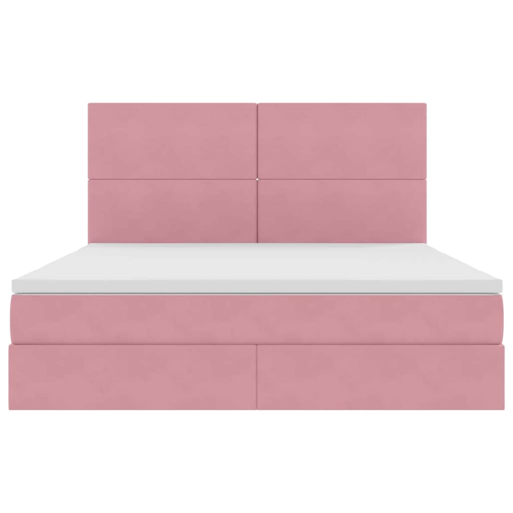 Opbergbed met LED met matras Roze 160 x 200 cm Fluweel