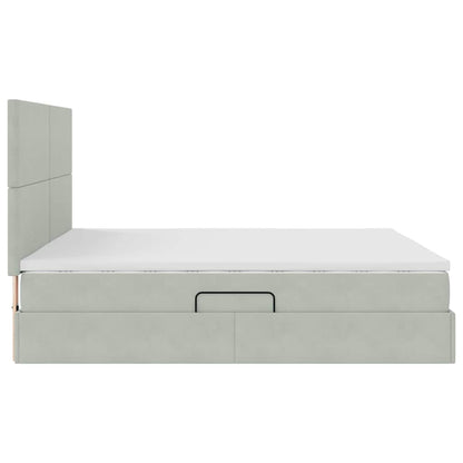 Opbergbed met LED met matras Lichtgrijs 180 x 200 cm Fluweel