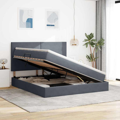 Opslag Bed Met Matras Fluweel Donkergrijs 180 x 200 cm Effen ontwerp