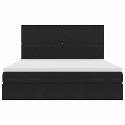 Opbergbed met LED met matras Zwart 180 x 200 cm Fluweel