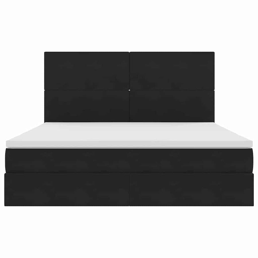 Opbergbed met LED met matras Zwart 180 x 200 cm Fluweel