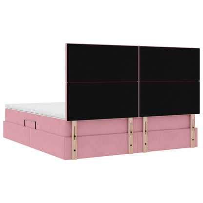 Opbergbed met LED met matras Roze 180 x 200 cm Fluweel