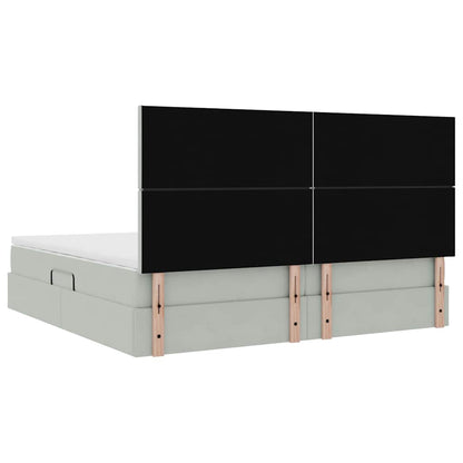 Opbergbed met LED met matras Lichtgrijs 200 x 200 cm Fluweel