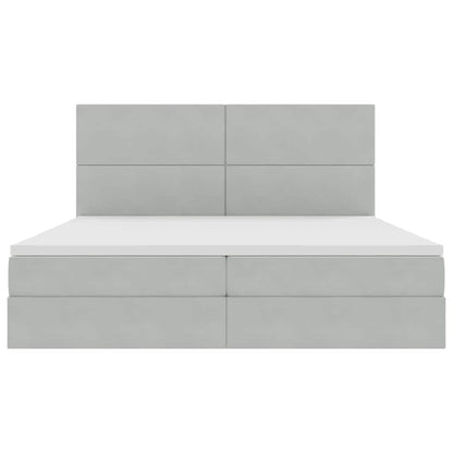 Opbergbed met LED met matras Lichtgrijs 200 x 200 cm Fluweel