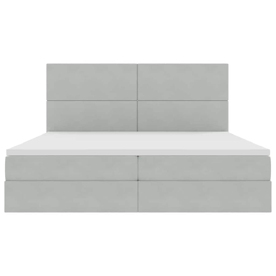 Opbergbed met LED met matras Lichtgrijs 200 x 200 cm Fluweel