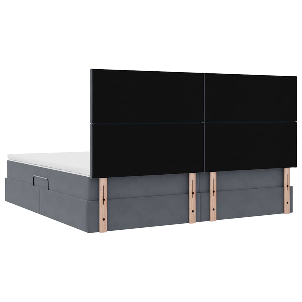 Opbergbed met LED met matras Donkergrijs 200 x 200 cm Fluweel