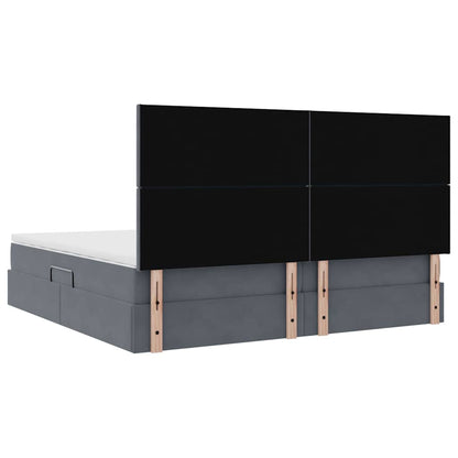 Opbergbed met LED met matras Donkergrijs 200 x 200 cm Fluweel