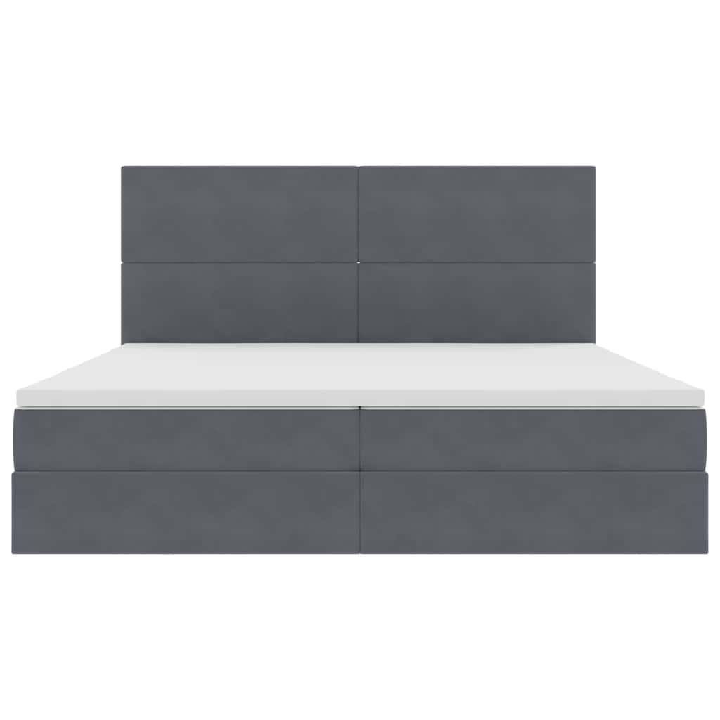 Opbergbed met LED met matras Donkergrijs 200 x 200 cm Fluweel