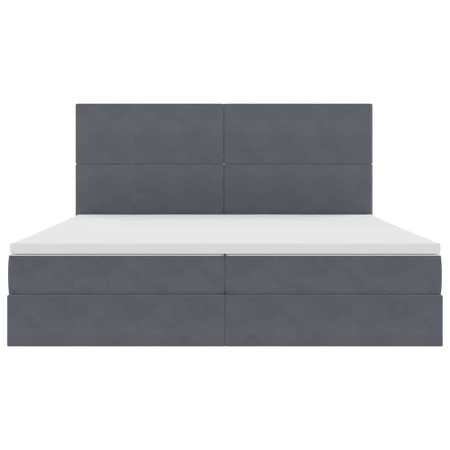 Opbergbed met LED met matras Donkergrijs 200 x 200 cm Fluweel