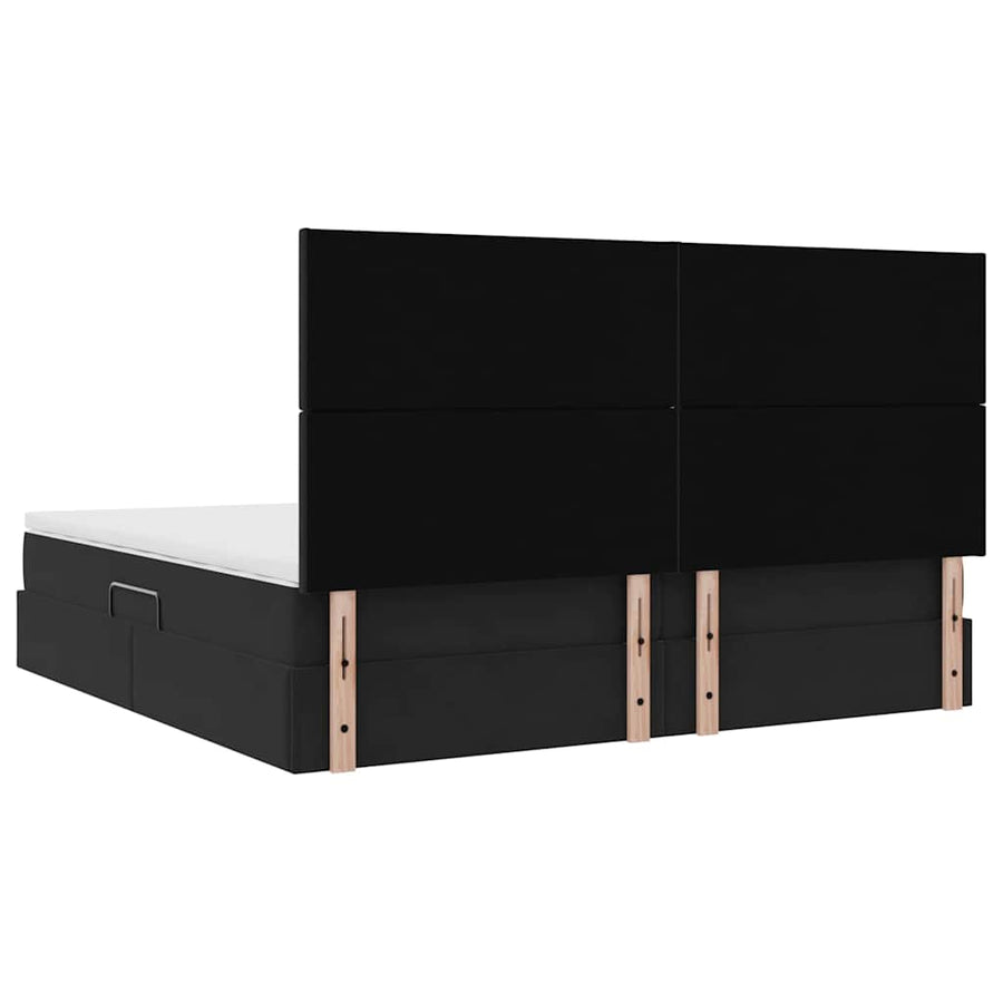 Opbergbed met LED met matras Zwart 200 x 200 cm Fluweel