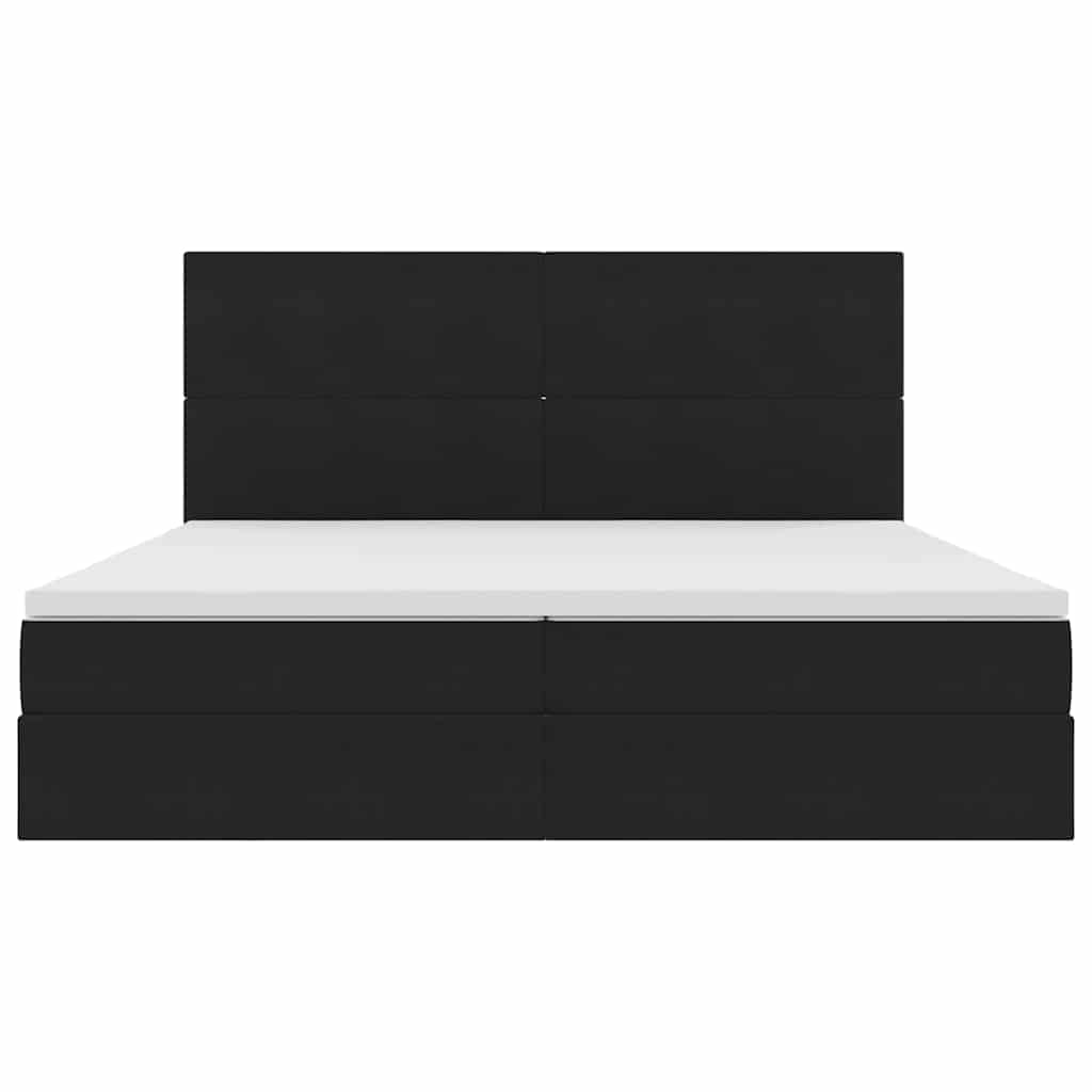 Opbergbed met LED met matras Zwart 200 x 200 cm Fluweel