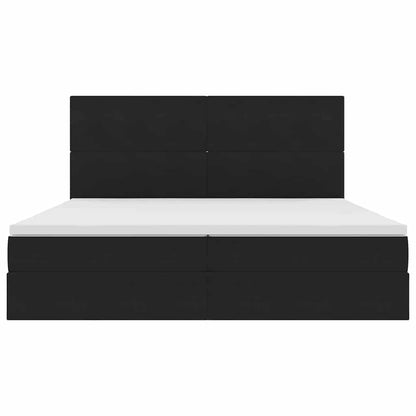 Opbergbed met LED met matras Zwart 200 x 200 cm Fluweel