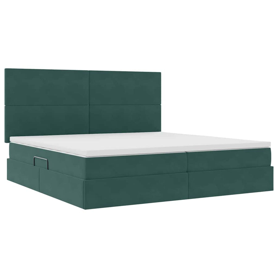 Opslag bed met matras Donkergroen 200 x 200 cm Fluweel