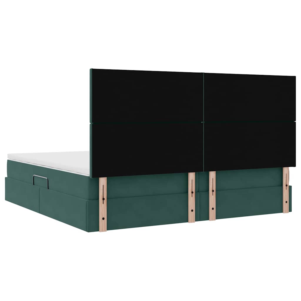 Opslag bed met matras Donkergroen 200 x 200 cm Fluweel