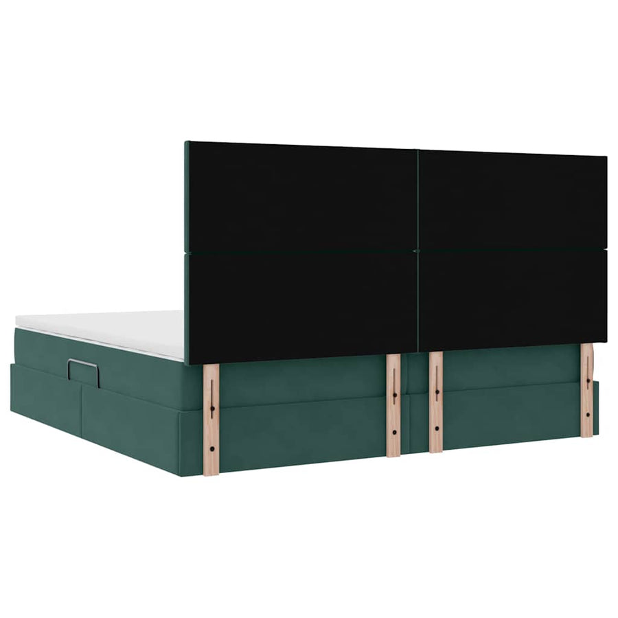 Opslag bed met matras Donkergroen 200 x 200 cm Fluweel
