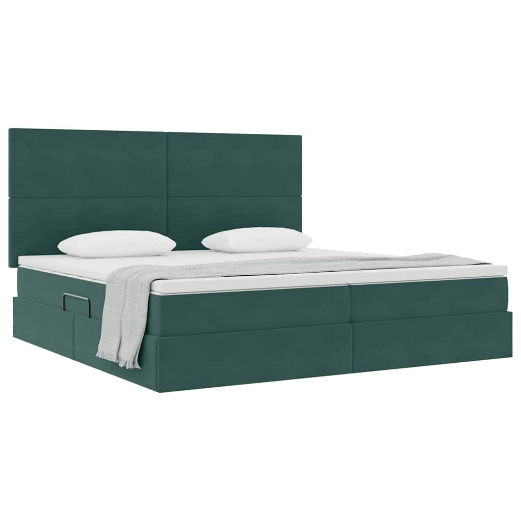 Opslag bed met matras Donkergroen 200 x 200 cm Fluweel