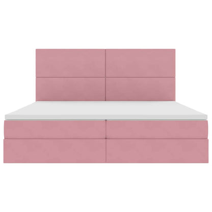 Opbergbed met LED met matras Roze 200 x 200 cm Fluweel