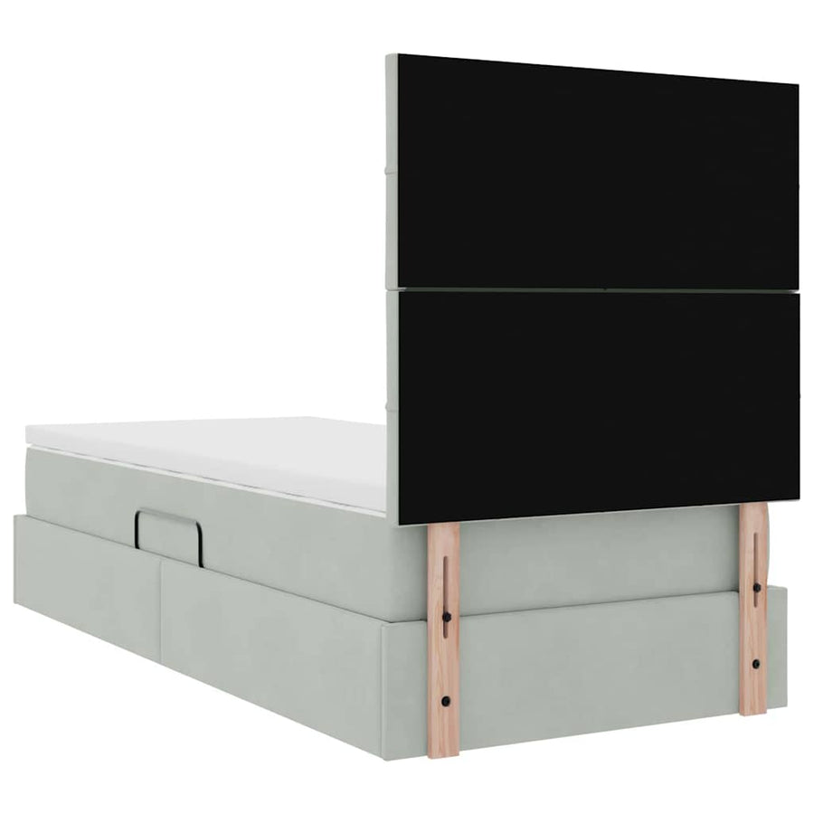 Opslag bed met matras met matras Lichtgrijs 90 x 190 cm Fluweel