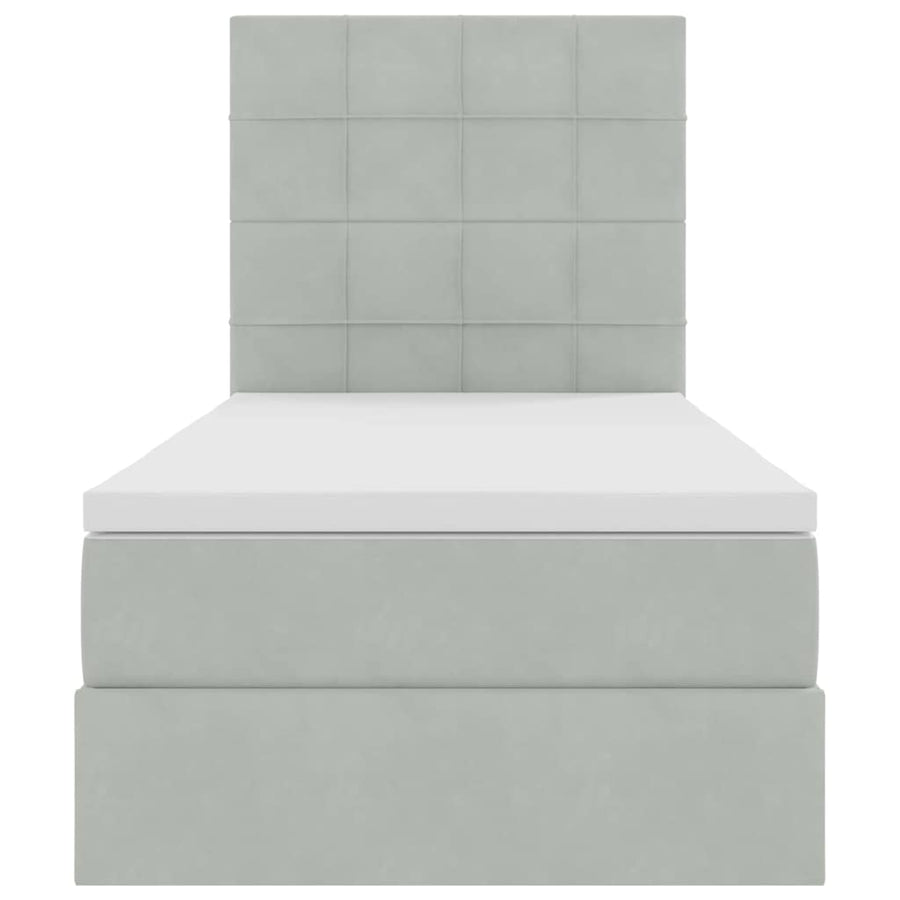 Opslag bed met matras met matras Lichtgrijs 90 x 190 cm Fluweel