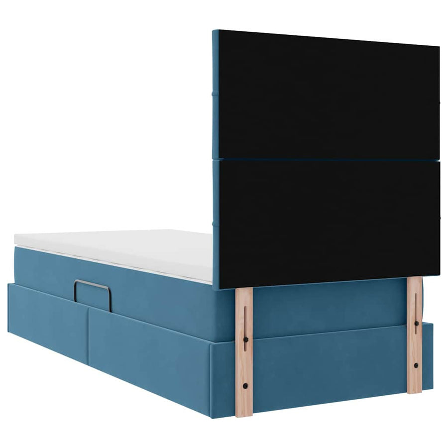 Opslag bed met matras Donkerblauw 90 x 190 cm Fluweel