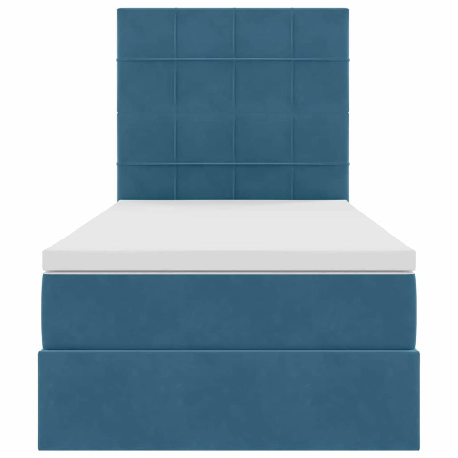 Opslag bed met matras Donkerblauw 90 x 190 cm Fluweel