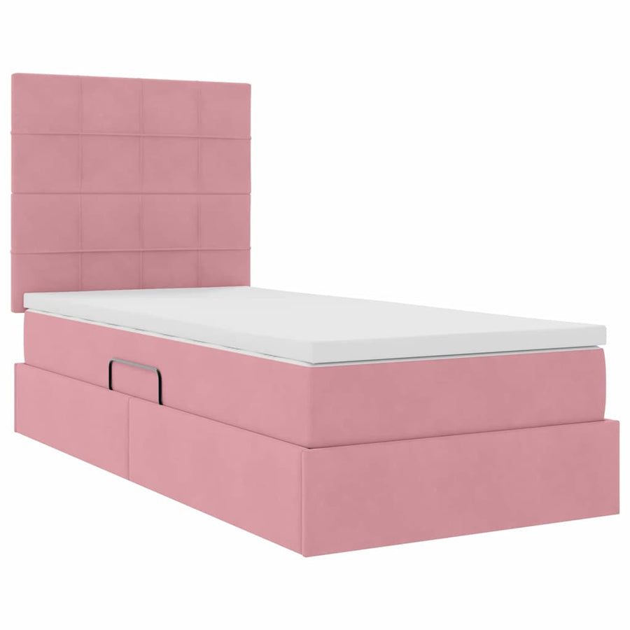 Opslag bed met matras met matras Roze 90 x 190 cm Fluweel