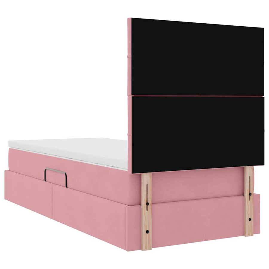 Opslag bed met matras met matras Roze 90 x 190 cm Fluweel