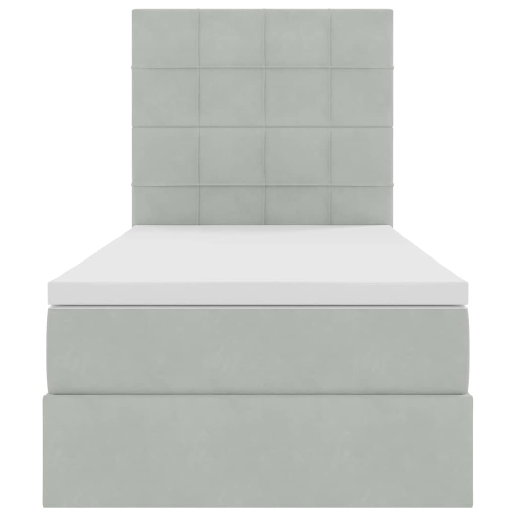Opslag bed met matras met matras Lichtgrijs 90 x 200 cm Fluweel