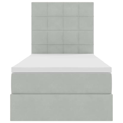 Opslag bed met matras met matras Lichtgrijs 90 x 200 cm Fluweel