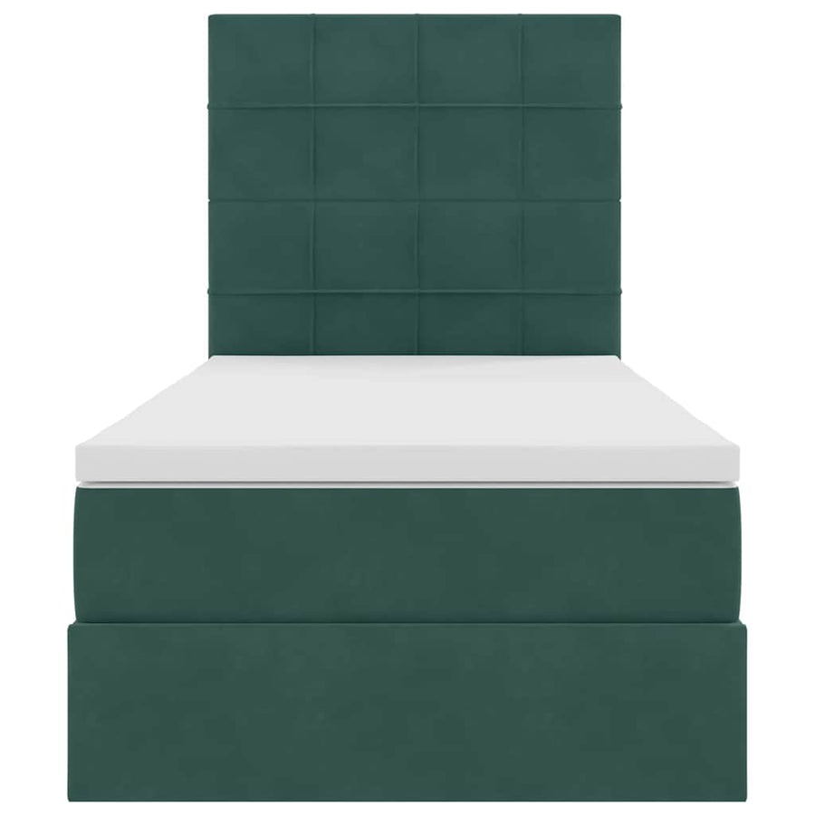 Opslag bed met matras Donkergroen 90 x 200 cm Fluweel